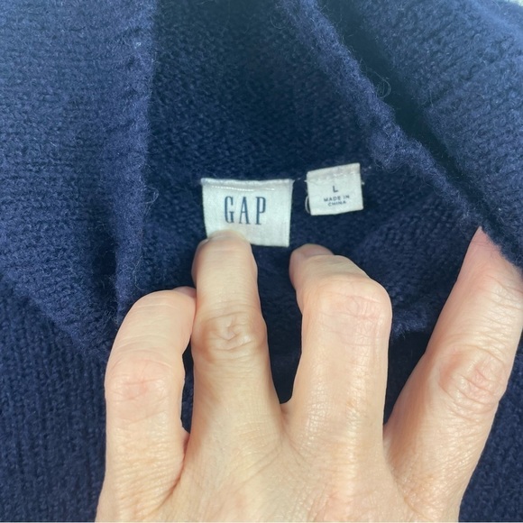 Gap Brushed Turtleneck Navy Wool Blend Relaxed Collar & Sleeves Large - Picture 11 of 14
